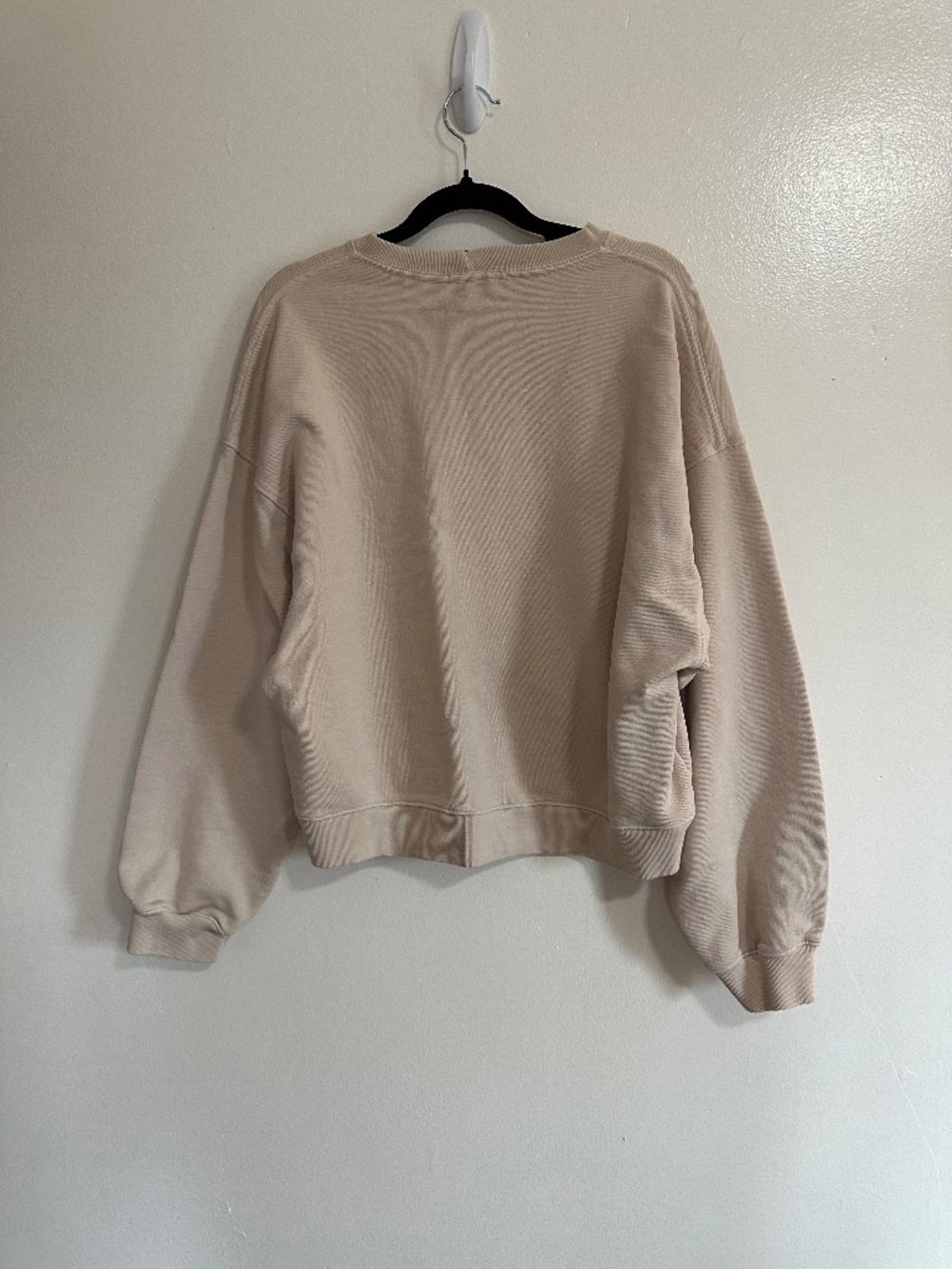 Agolde  Chevron Sweatshirt Cropped Sweatshirt, Beige, Size large - Picture 7 of 7